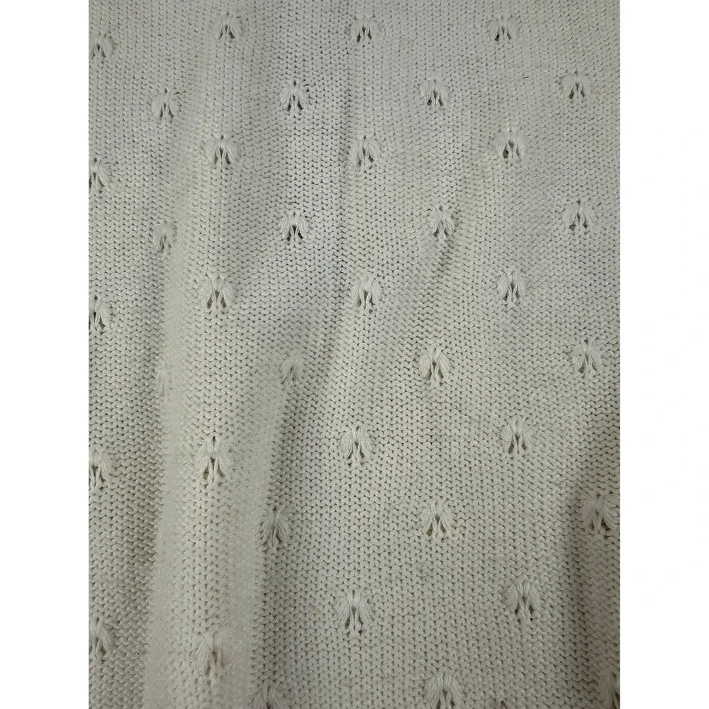 Cape Cod M Short Sleeve Sweater Vintage Coastal Pointelle Floral Knit
